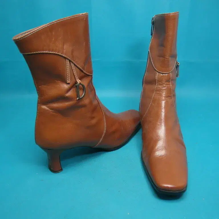 [BUNJANG] MORIS Leather High Heel Ankle Boots / 240/pu6-466/MORIS 천연가죽 하이힐 앵클부츠/구제특별시