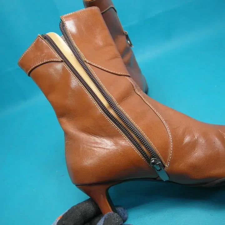 [BUNJANG] MORIS Leather High Heel Ankle Boots / 240/pu6-466/MORIS 천연가죽 하이힐 앵클부츠/구제특별시