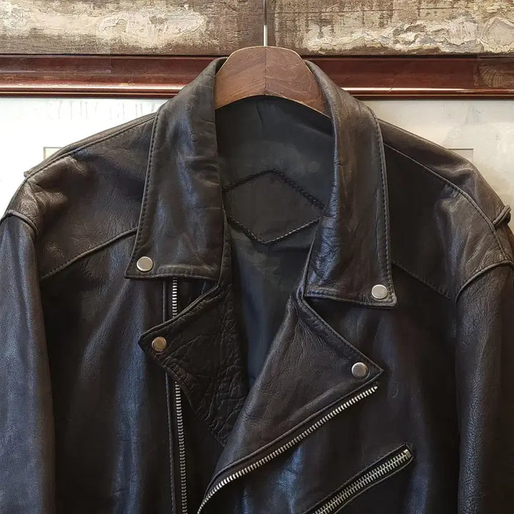 [BUNJANG] Vintage Heavy Leather Rider Jacket 105 / 90s 소가죽 라이더자켓 바이커 라이더 헤비레더 105