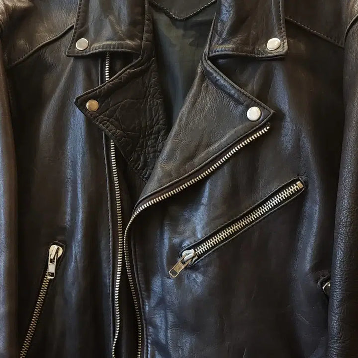 [BUNJANG] Vintage Heavy Leather Rider Jacket 105 / 90s 소가죽 라이더자켓 바이커 라이더 헤비레더 105