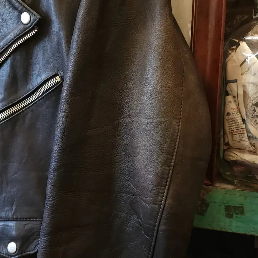 [BUNJANG] Vintage Heavy Leather Rider Jacket 105 / 90s 소가죽 라이더자켓 바이커 라이더 헤비레더 105