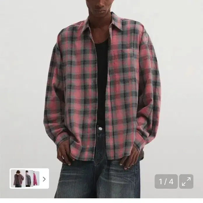 [BUNJANG] DNSR Oversized Multi Check Shirt L / DNSR 오버사이즈 멀티 체크 셔츠 L 팝니다.