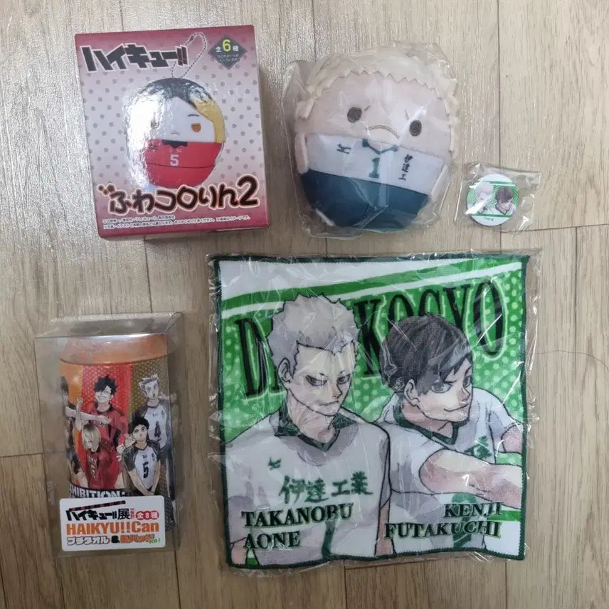 [BUNJANG] Haikyu Jump Shop Date Tech High School Bundle Set / 하이큐 점프샵 can 손수건 + 미니 캔뱃지 다테공 판매