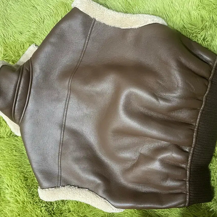 [BUNJANG] Nannninggu Leather Short Vest Brown / 난닝구무스탕조끼브라운 레더 숏 무스탕
