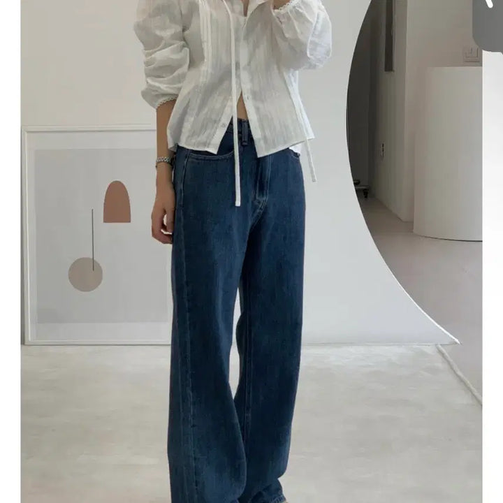 [BUNJANG] Deep Blue Slim Wide Denim Pants / 딥중청 슬림 와이드 데님