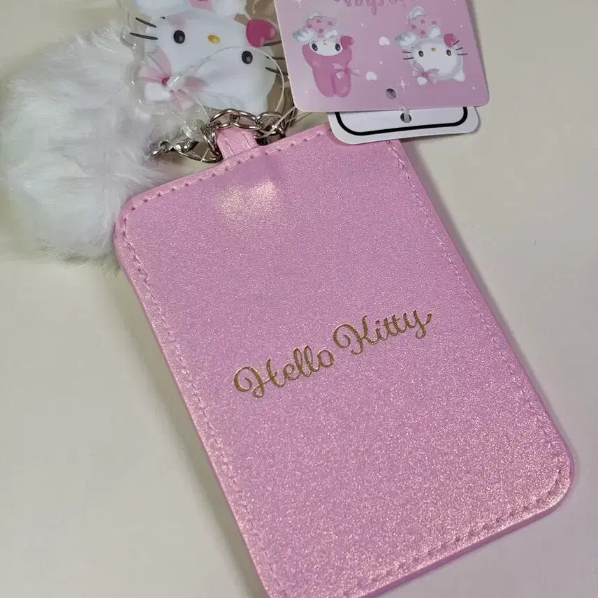 [BUNJANG] Sanrio Hello Kitty Yumemiru Heart Leather Card Case with Keyring / 미사용) 산리오 헬로키티 유메미루 하트 가죽 카드케이스 카드홀더  키링