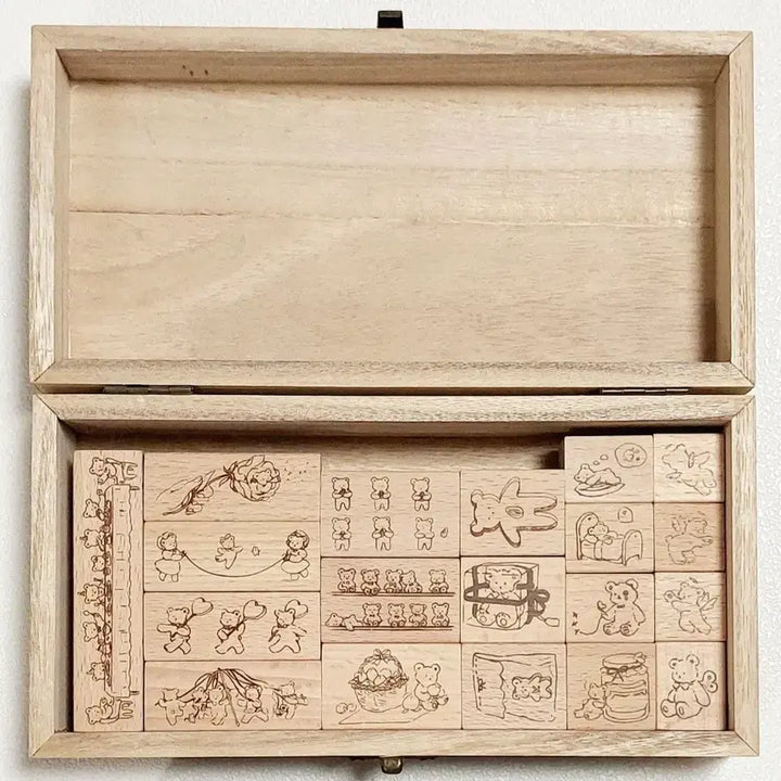[BUNJANG] Premium Wood Stamp and Clear Stamp Set / 무배)다꾸 스탬프 도장 프리미엄 우드 스탬프 클리어스탬프 세트 다꾸 처분