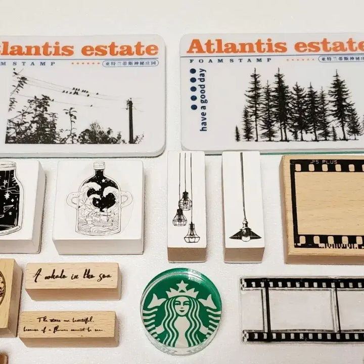 [BUNJANG] Premium Wood Stamp and Clear Stamp Set / 무배)다꾸 스탬프 도장 프리미엄 우드 스탬프 클리어스탬프 세트 다꾸 처분