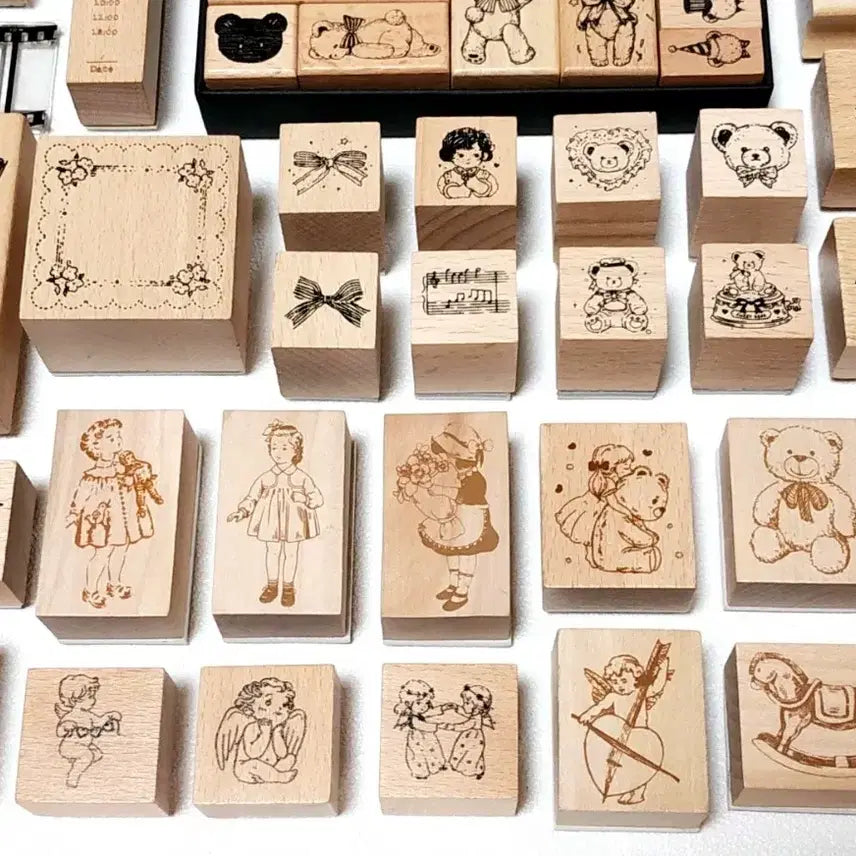 [BUNJANG] Premium Wood Stamp and Clear Stamp Set / 무배)다꾸 스탬프 도장 프리미엄 우드 스탬프 클리어스탬프 세트 다꾸 처분