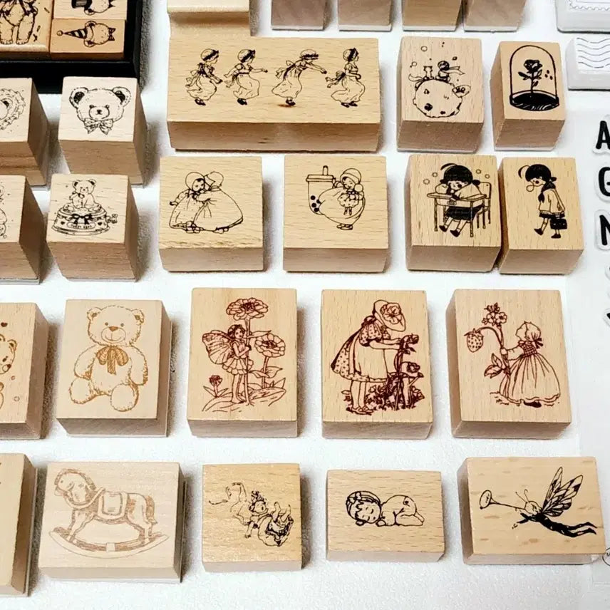 [BUNJANG] Premium Wood Stamp and Clear Stamp Set / 무배)다꾸 스탬프 도장 프리미엄 우드 스탬프 클리어스탬프 세트 다꾸 처분