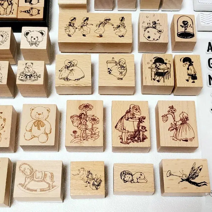 [BUNJANG] Premium Wood Stamp and Clear Stamp Set / 무배)다꾸 스탬프 도장 프리미엄 우드 스탬프 클리어스탬프 세트 다꾸 처분