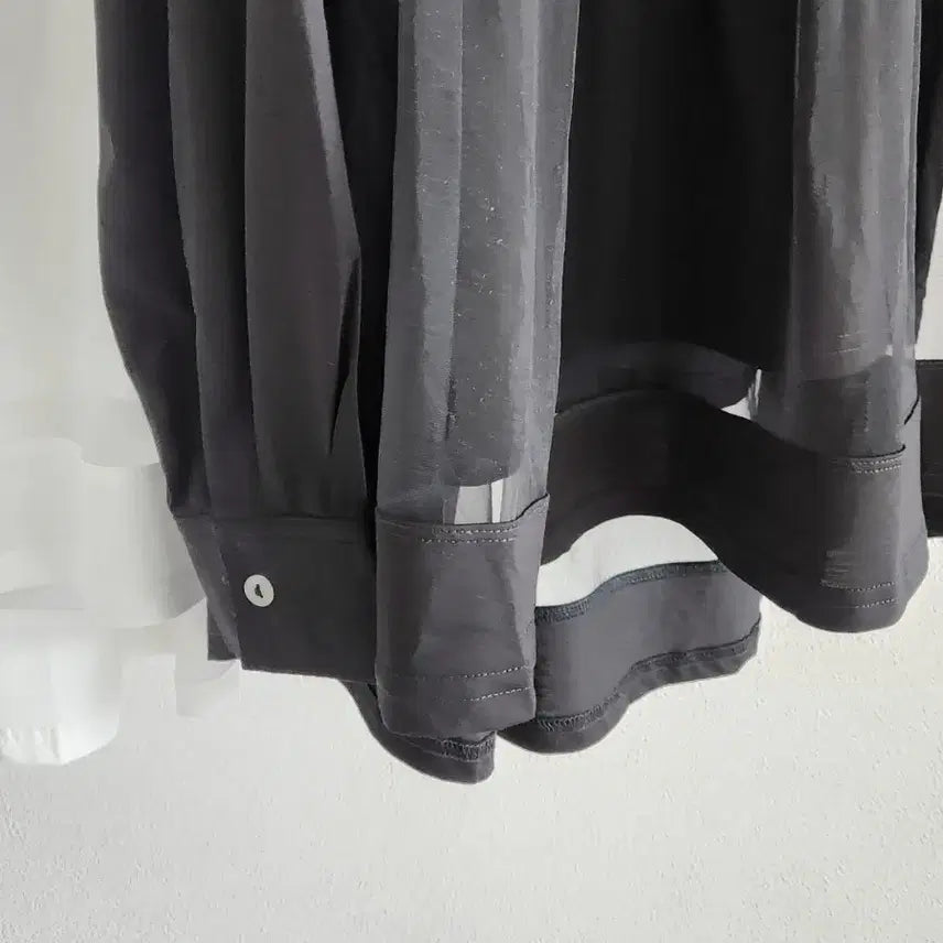 [BUNJANG] Layered Mesh T-shirt / [2컬러] 레이어드 메쉬 티셔츠 / 블랙 화이트 셔츠 레이스 망사 쉬폰