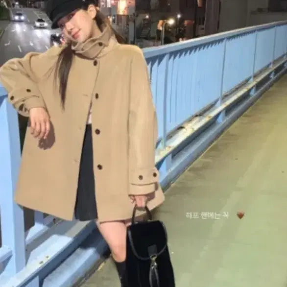 [BUNJANG] Onedmin Beige Half Coat / 온드민 하프 코트 베이지
