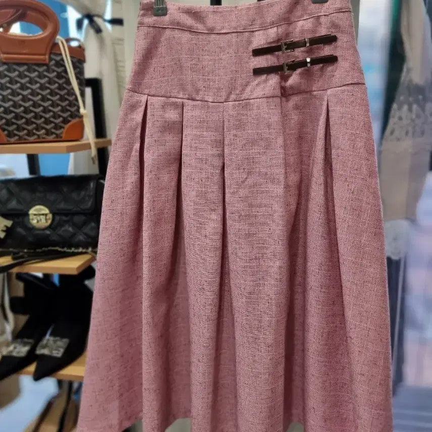 [BUNJANG] Dabagirl Pink Tweed Pleated Skirt / 다바걸 핑크 트위드 플리츠 스커트 S