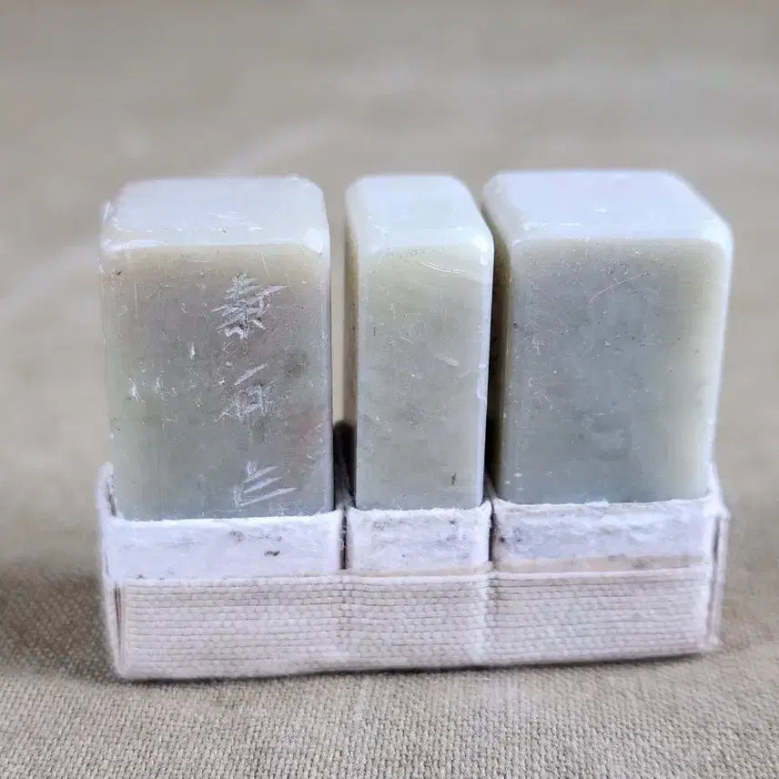 [BUNJANG] Hand-Carved Natural Jade Seal Stamp Set / 천연옥에 새긴 수제 인장 낙관 전각 3개 세트