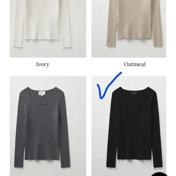 [BUNJANG] Mongdol Square Neck Ribbed T-shirts 1+1 / 몽돌 스퀘어넥 골지 미착용품 1+1