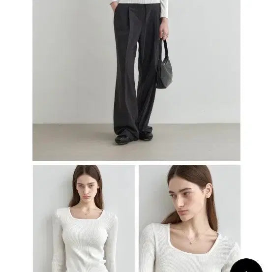 [BUNJANG] Mongdol Square Neck Ribbed T-shirts 1+1 / 몽돌 스퀘어넥 골지 미착용품 1+1