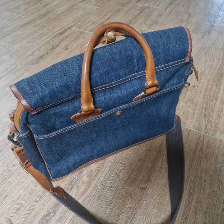 [BUNJANG] RRL Leather Trim Denim Briefcase Bag / RRL 가죽트림 데님 브리프케이스 가방