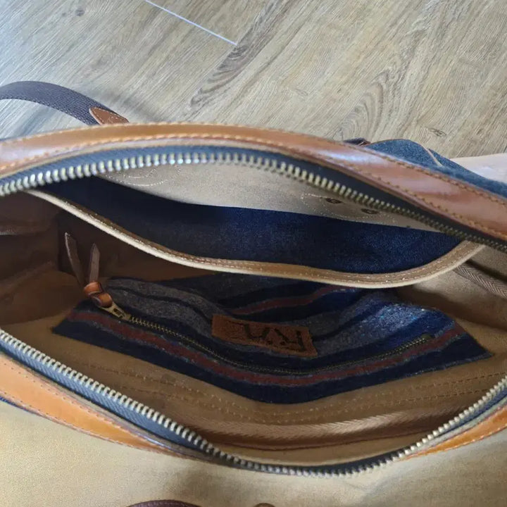 [BUNJANG] RRL Leather Trim Denim Briefcase Bag / RRL 가죽트림 데님 브리프케이스 가방