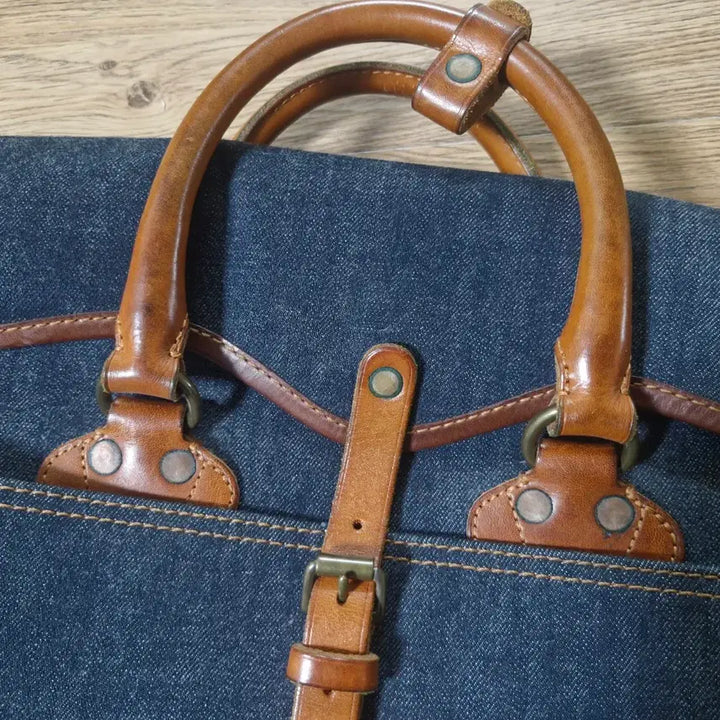 [BUNJANG] RRL Leather Trim Denim Briefcase Bag / RRL 가죽트림 데님 브리프케이스 가방