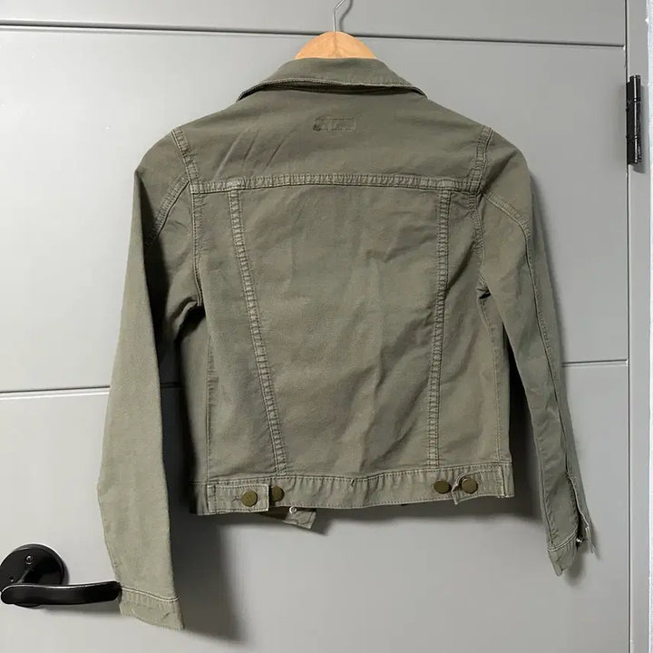 [BUNJANG] Cropped Denim Jacket - Khaki - Women's / 크롭 데님 면 자켓 카키색 여성용