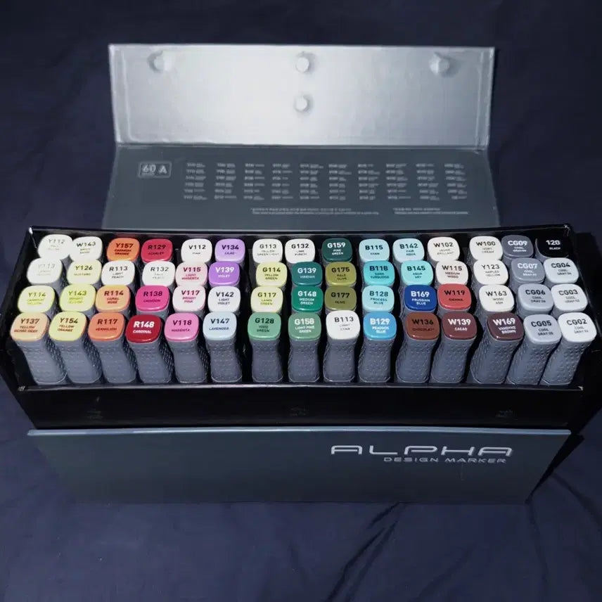 [BUNJANG] ALPHA MAKER Design Marker 60 Color Set / ALPHA MAKER 알파 디자인 마카 60색 세트