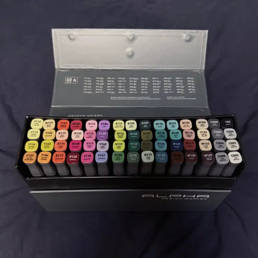 [BUNJANG] ALPHA MAKER Design Marker 60 Color Set / ALPHA MAKER 알파 디자인 마카 60색 세트