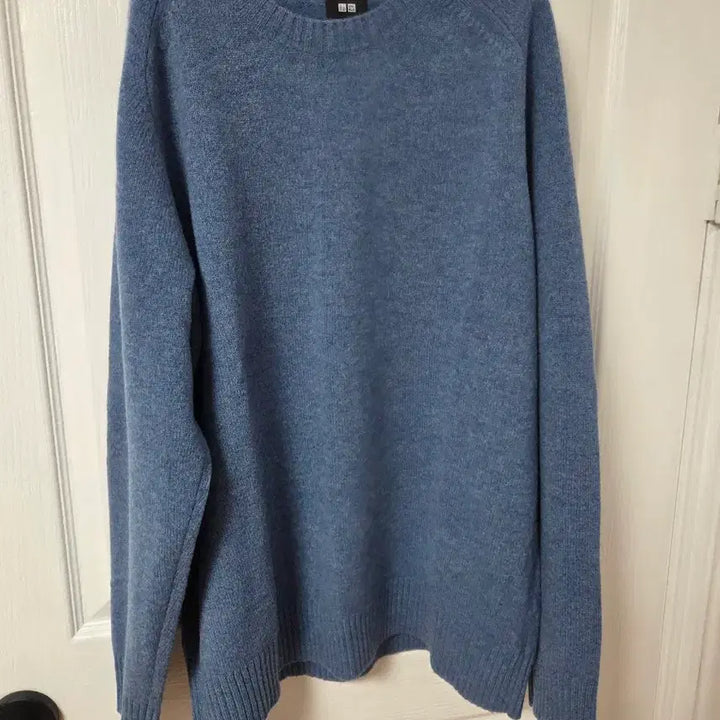 [BUNJANG] Uniqlo Lambswool Crew Neck Knit Sweater - Blue / 사이즈 105) 유니클로 램스울 크루넥 니트 스웨터 - 블루
