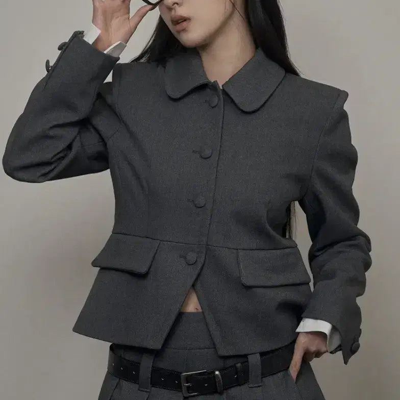 [BUNJANG] Kakhi Point Tailored Jacket Gray / 카키포인트 테일러드 자켓 그레이