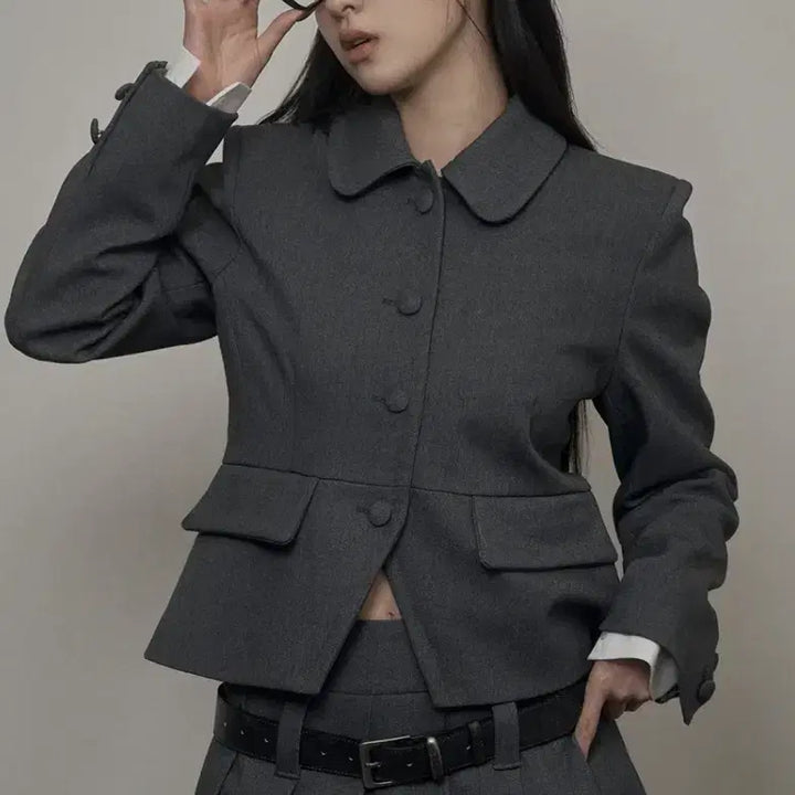 [BUNJANG] Kakhi Point Tailored Jacket Gray / 카키포인트 테일러드 자켓 그레이