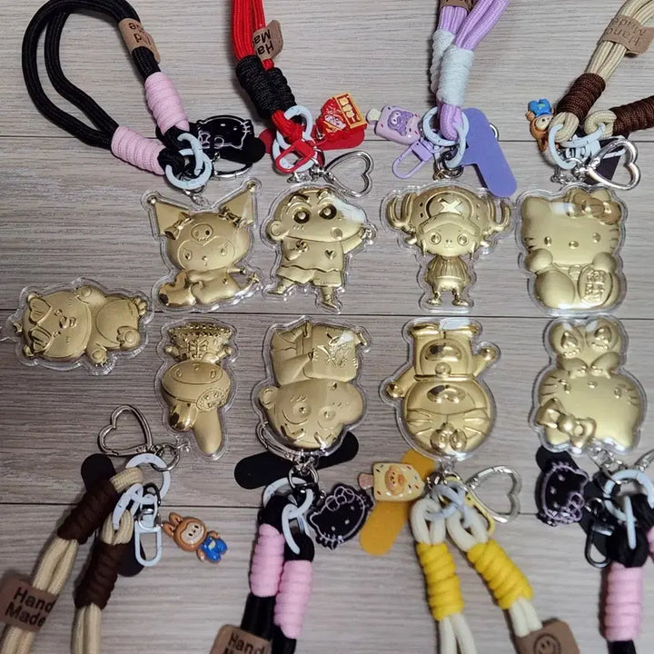 [BUNJANG] Various Characters Gold 20mg Keyring Set / 짱구, 키티 외 캐릭터 순금 20mg 키링 9종