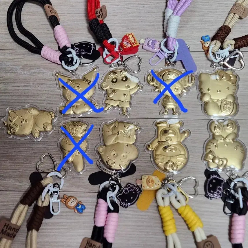 [BUNJANG] Various Characters Gold 20mg Keyring Set / 짱구, 키티 외 캐릭터 순금 20mg 키링 9종