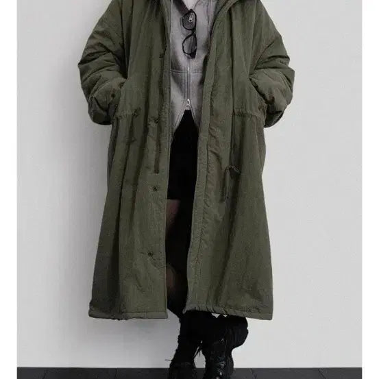[BUNJANG] Autumn Fleece Lined Long Yasan Jacket / 어텀 양털후드롱야상
