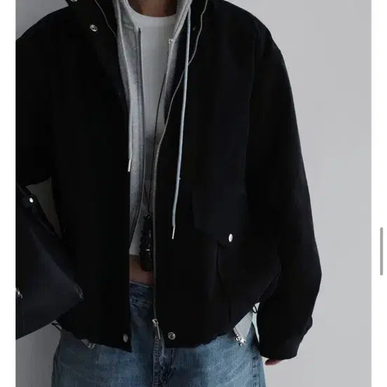 [BUNJANG] Raum Tom Cotton Dumble Jumper Black / 라룸 톰코튼덤블점퍼 블랙