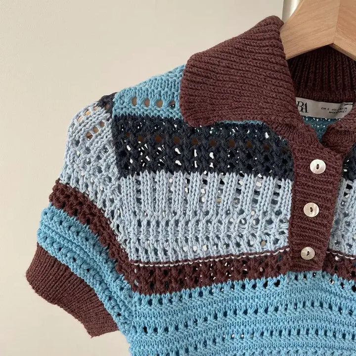 [BUNJANG] ZARA Knit Top with Shell Buttons / 자라(ZARA) 카라 니트탑(자개단추)