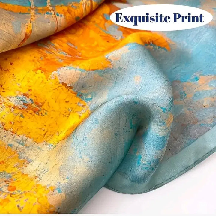 [BUNJANG] Abstract Pattern Silk Scarf / 오렌지/블루 추상 패턴 스카프