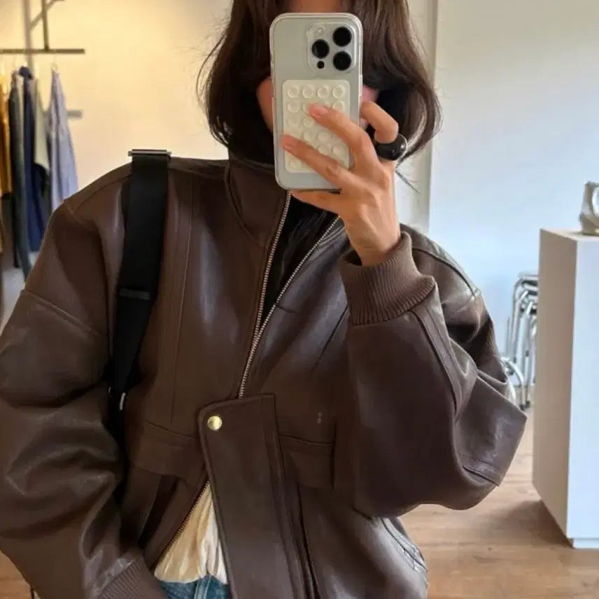 [BUNJANG] Farven Comte Leather Jumper Jacket Brown / 파르벵 farven 콩테 레더 가죽 점퍼 자켓 브라운