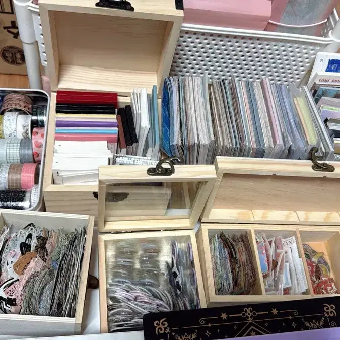 [BUNJANG] Stationery Supplies Bundle Set / 다꾸 용품 스티커 배경지 부자재 보관함 대량 처분