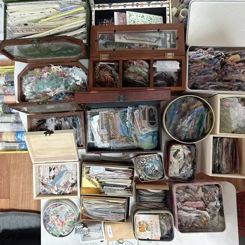 [BUNJANG] Stationery Supplies Bundle Set / 다꾸 용품 스티커 배경지 부자재 보관함 대량 처분