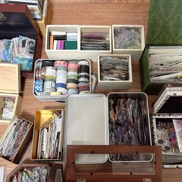 [BUNJANG] Stationery Supplies Bundle Set / 다꾸 용품 스티커 배경지 부자재 보관함 대량 처분