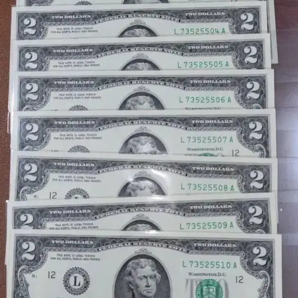 [BUNJANG] Foreign Currency 2 Dollar Bills Bundle Set / a~77번 옛날돈~2달러 10연번.해외지폐.외국지폐.중국지폐.중국그림.