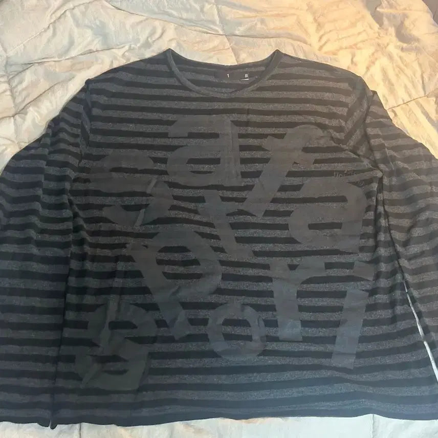 [BUNJANG] Safari Spot Striped Border Long Sleeve Tee (Black) / [1] 사파리스팟 티케팅 스트라이프 보더 티 롱슬리브(블랙)