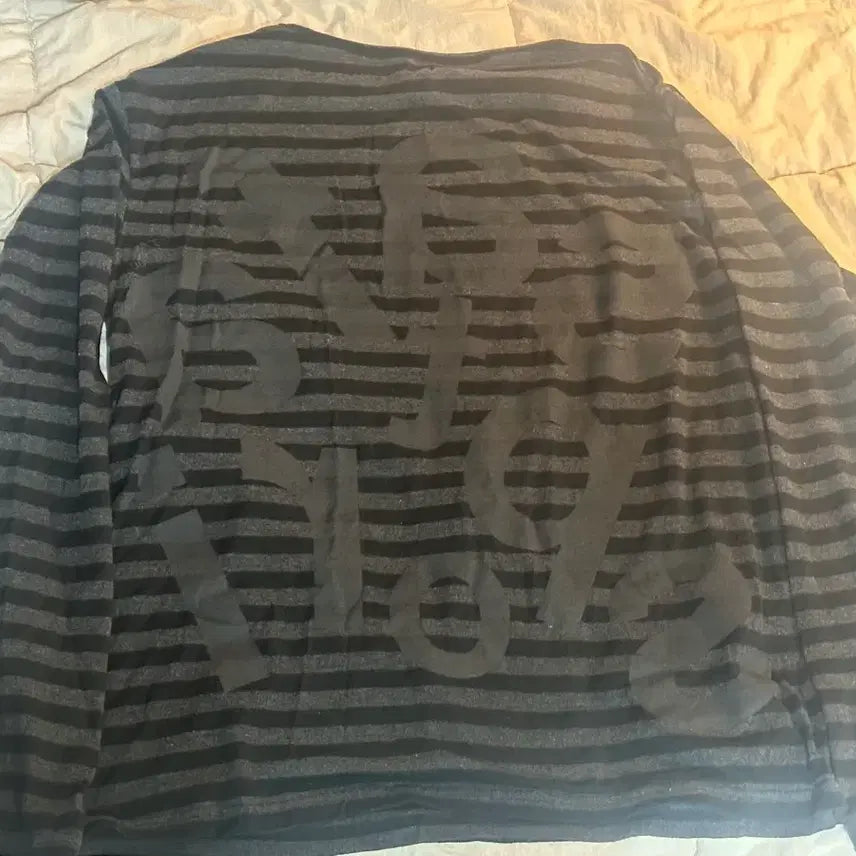 [BUNJANG] Safari Spot Striped Border Long Sleeve Tee (Black) / [1] 사파리스팟 티케팅 스트라이프 보더 티 롱슬리브(블랙)