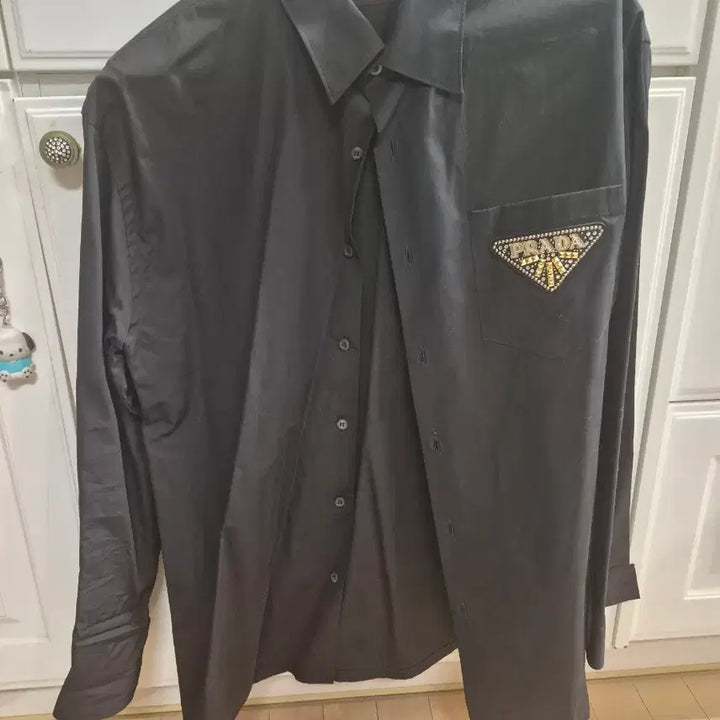 [BUNJANG] Prada Triangle Logo Cotton Shirt / 프라다 블랙 트라이 앵글 코튼 셔츠(정품)