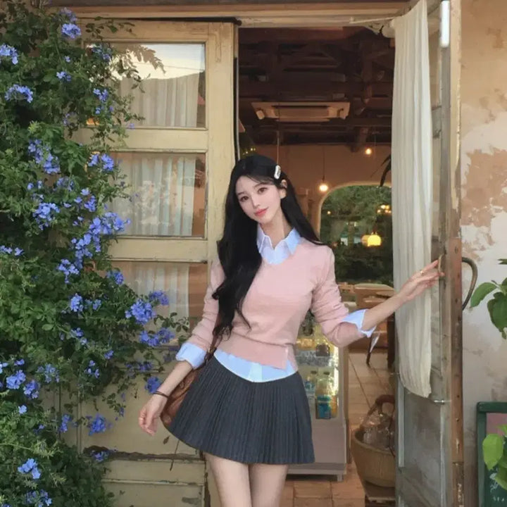 [BUNJANG] Mayyun Button Knit (Pink) / 메이윤 보정핏 버튼니트(pink)