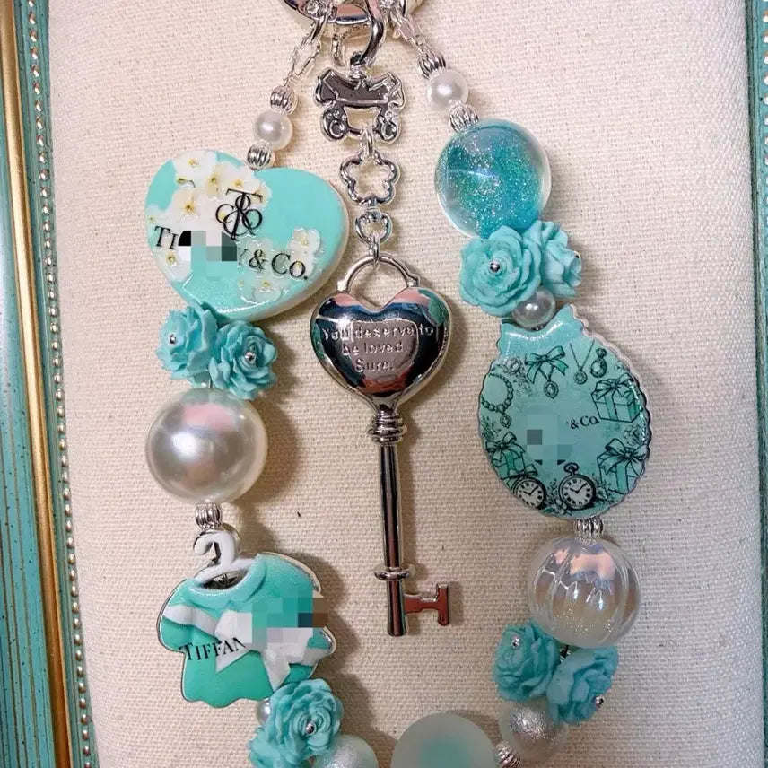 [BUNJANG] Tiffany Blue Key Ring / 비즈키링 티파니블루 열쇠키링