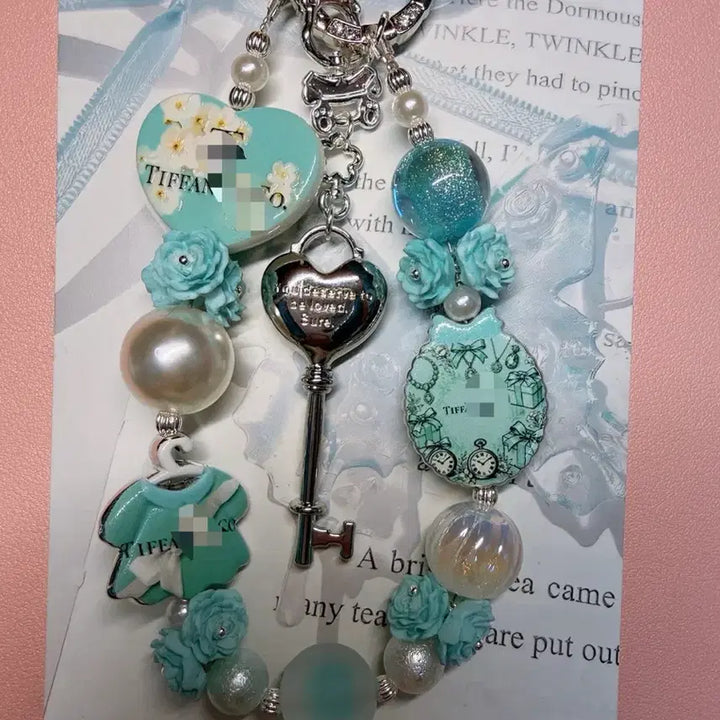 [BUNJANG] Tiffany Blue Key Ring / 비즈키링 티파니블루 열쇠키링