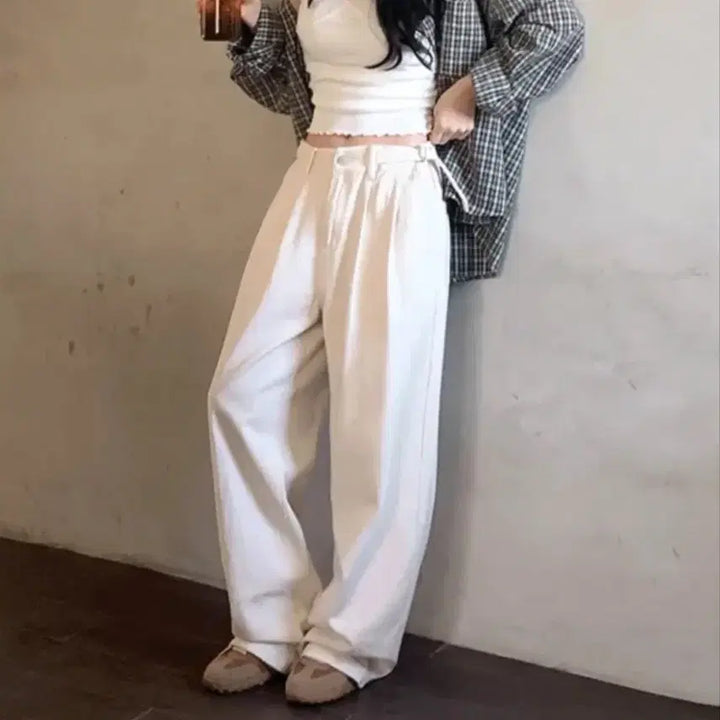 [BUNJANG] Unbranded White Adjustable Waist Pants Ver. 160 Free Size / 원가29900원| 흰색 허리조절 바지 ver.160 free