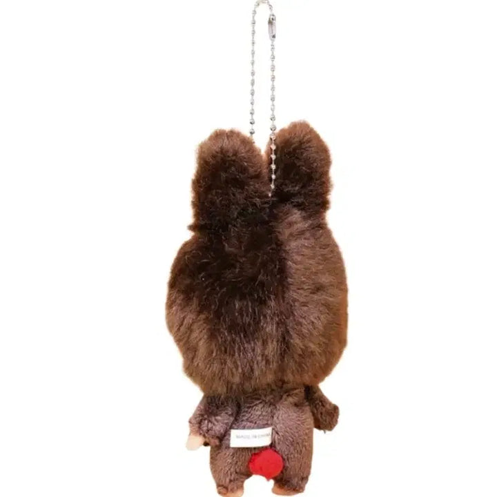 [BUNJANG] Monchhichi Rabbit Red Dot Mascot Key Chain / 몬치치 빅헤드 SS 토끼 레드 도트 마스코트 키 체인 브라운