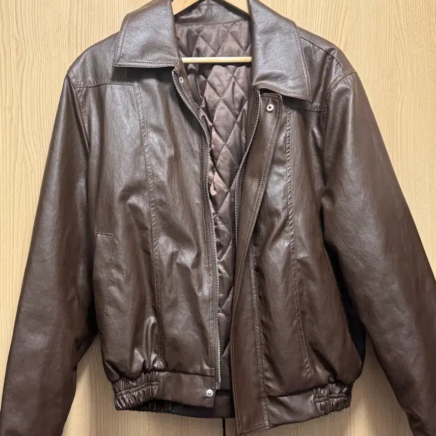 [BUNJANG] Suare Benjamin Quilted Leather Jacket Brown / 수아레 벤자민 퀼팅 레더 자켓 브라운